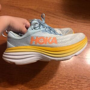 Hoka Women's Light Blue and Yellow Athletic Running Shoes
